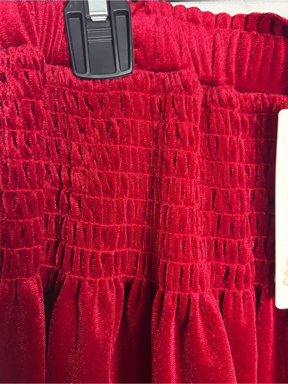 NEW GB Girls Smocked Red Velvet Waist Skirt Size L (12-14) Holiday Dressy Party